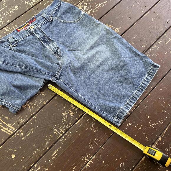 (34) Vintage 90s Y2K JNCO Jeans Jean Shorts Jorts Tribal Embroidered Baggy Skate - Picture 6 of 8